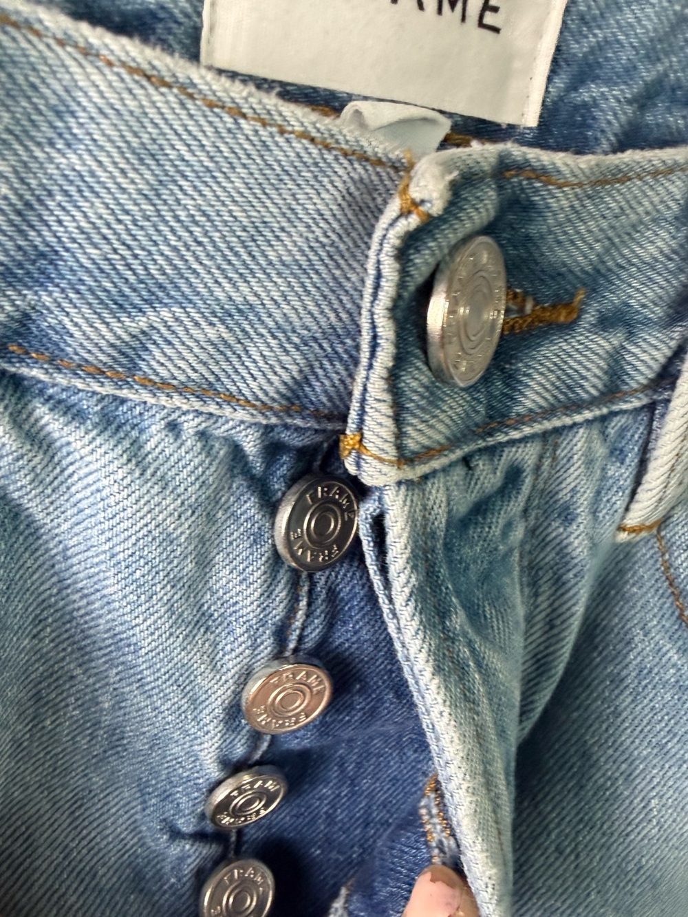 FRAME Le Original Straight Leg Jeans Patch Rework Denim Distressed Women’s 26 - Picture 7 of 11
